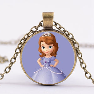 Pop Kids Baby Girls Sofia the First Necklace Purple Princess Glass Cabochon Children Pendant Necklace Cospl Prom Choker