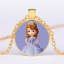 Load image into Gallery viewer, Pop Kids Baby Girls Sofia the First Necklace Purple Princess Glass Cabochon Children Pendant Necklace Cospl Prom Choker