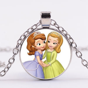 Pop Kids Baby Girls Sofia the First Necklace Purple Princess Glass Cabochon Children Pendant Necklace Cospl Prom Choker