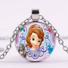 Load image into Gallery viewer, Pop Kids Baby Girls Sofia the First Necklace Purple Princess Glass Cabochon Children Pendant Necklace Cospl Prom Choker