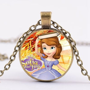 Pop Kids Baby Girls Sofia the First Necklace Purple Princess Glass Cabochon Children Pendant Necklace Cospl Prom Choker