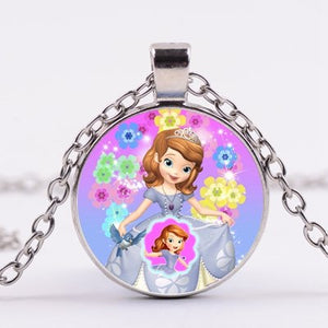 Pop Kids Baby Girls Sofia the First Necklace Purple Princess Glass Cabochon Children Pendant Necklace Cospl Prom Choker
