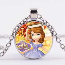 Load image into Gallery viewer, Pop Kids Baby Girls Sofia the First Necklace Purple Princess Glass Cabochon Children Pendant Necklace Cospl Prom Choker