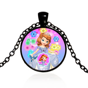 Pop Kids Baby Girls Sofia the First Necklace Purple Princess Glass Cabochon Children Pendant Necklace Cospl Prom Choker