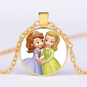 Pop Kids Baby Girls Sofia the First Necklace Purple Princess Glass Cabochon Children Pendant Necklace Cospl Prom Choker