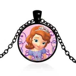 Pop Kids Baby Girls Sofia the First Necklace Purple Princess Glass Cabochon Children Pendant Necklace Cospl Prom Choker