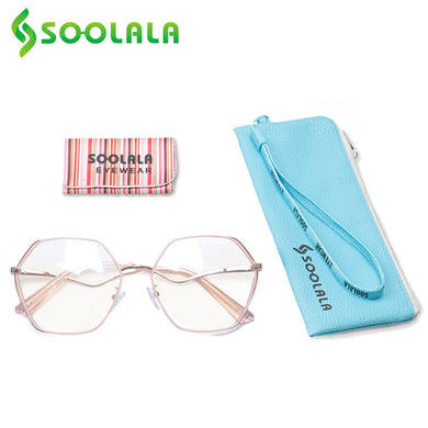 SOOLALA 2023 Irregular Alloy Eyewear Prescription Myopia Eyeglasses Frame Women Transparent Computer Anti Blue Light Glasses