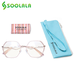 SOOLALA 2023 Irregular Alloy Eyewear Prescription Myopia Eyeglasses Frame Women Transparent Computer Anti Blue Light Glasses