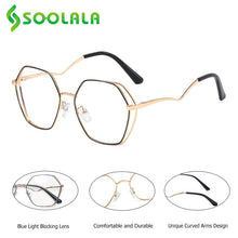 Load image into Gallery viewer, SOOLALA 2023 Irregular Alloy Eyewear Prescription Myopia Eyeglasses Frame Women Transparent Computer Anti Blue Light Glasses