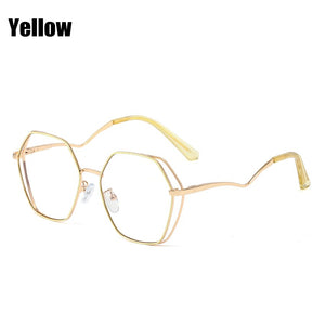 SOOLALA 2023 Irregular Alloy Eyewear Prescription Myopia Eyeglasses Frame Women Transparent Computer Anti Blue Light Glasses