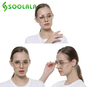 SOOLALA 2023 Irregular Alloy Eyewear Prescription Myopia Eyeglasses Frame Women Transparent Computer Anti Blue Light Glasses