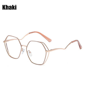 SOOLALA 2023 Irregular Alloy Eyewear Prescription Myopia Eyeglasses Frame Women Transparent Computer Anti Blue Light Glasses