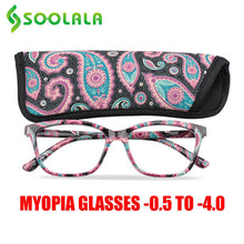 Load image into Gallery viewer, SOOLALA Floral Printed Myopia Glasses Prescription Women Computer Optical Frames -0.5 -0.75 -1.0 -1.5 -2.0 -2.5 -3.0 -3.5 -4.0