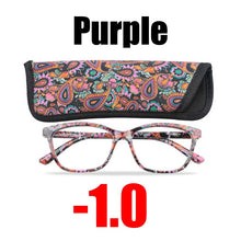 Load image into Gallery viewer, SOOLALA Floral Printed Myopia Glasses Prescription Women Computer Optical Frames -0.5 -0.75 -1.0 -1.5 -2.0 -2.5 -3.0 -3.5 -4.0