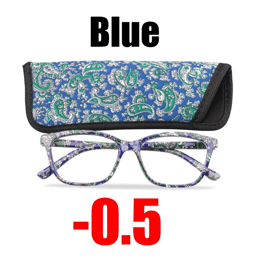 SOOLALA Floral Printed Myopia Glasses Prescription Women Computer Optical Frames -0.5 -0.75 -1.0 -1.5 -2.0 -2.5 -3.0 -3.5 -4.0