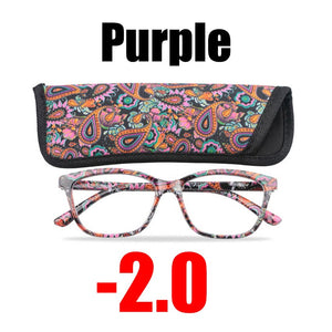 SOOLALA Floral Printed Myopia Glasses Prescription Women Computer Optical Frames -0.5 -0.75 -1.0 -1.5 -2.0 -2.5 -3.0 -3.5 -4.0