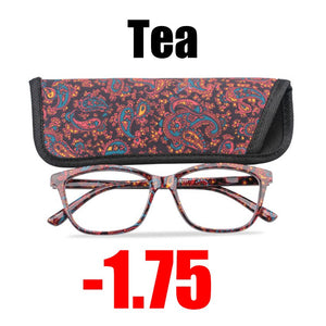 SOOLALA Floral Printed Myopia Glasses Prescription Women Computer Optical Frames -0.5 -0.75 -1.0 -1.5 -2.0 -2.5 -3.0 -3.5 -4.0