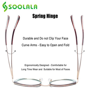 SOOLALA Optic Glasses Frame Woman Sping Hinged Cat Eye Anti Blue Light Glasses Prescription Transparent Computer Eyewear
