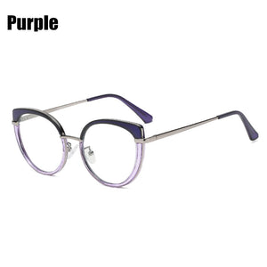 SOOLALA Optic Glasses Frame Woman Sping Hinged Cat Eye Anti Blue Light Glasses Prescription Transparent Computer Eyewear