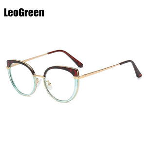 SOOLALA Optic Glasses Frame Woman Sping Hinged Cat Eye Anti Blue Light Glasses Prescription Transparent Computer Eyewear