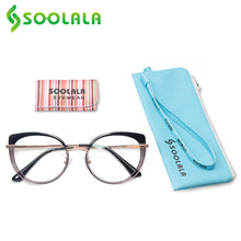 Load image into Gallery viewer, SOOLALA Optic Glasses Frame Woman Sping Hinged Cat Eye Anti Blue Light Glasses Prescription Transparent Computer Eyewear