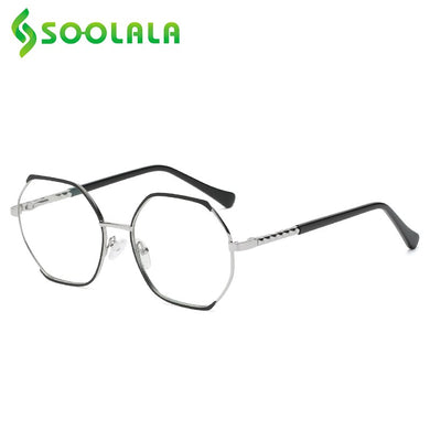 SOOLALA Oversized Alloy Irregular Women Optical Glasses Frame Prescription Transparent Lens Anti Blue Light Computer Eyeglasses