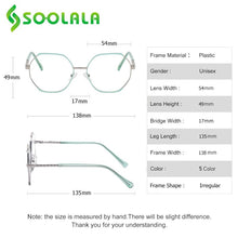 Load image into Gallery viewer, SOOLALA Oversized Alloy Irregular Women Optical Glasses Frame Prescription Transparent Lens Anti Blue Light Computer Eyeglasses
