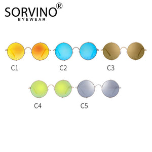 SORVINO Retro Womens Mens Round Sunglasses 2023  Brand Designer Steampunk Goggles Mirror Circle Sun Glasses UV Oculos P408