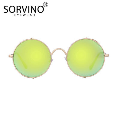 SORVINO Retro Womens Mens Round Sunglasses 2023  Brand Designer Steampunk Goggles Mirror Circle Sun Glasses UV Oculos P408