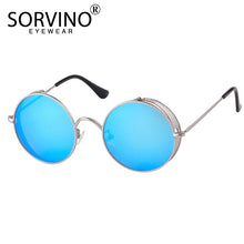 Load image into Gallery viewer, SORVINO Retro Womens Mens Round Sunglasses 2023  Brand Designer Steampunk Goggles Mirror Circle Sun Glasses UV Oculos P408