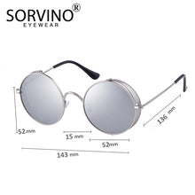 Load image into Gallery viewer, SORVINO Retro Womens Mens Round Sunglasses 2023  Brand Designer Steampunk Goggles Mirror Circle Sun Glasses UV Oculos P408