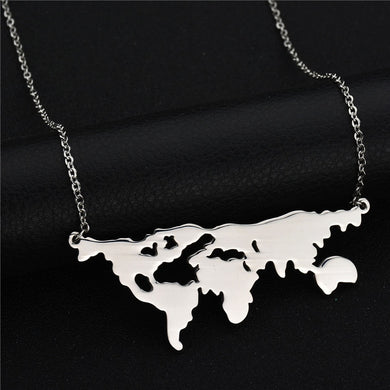 SPARK Jewelry Fashion Stainless Steel Pendant Necklace World Map Statement Necklace For Women Gift 3 Colors
