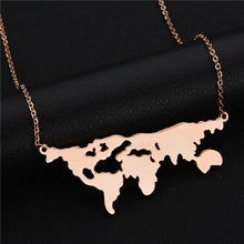 Load image into Gallery viewer, SPARK Jewelry Fashion Stainless Steel Pendant Necklace World Map Statement Necklace For Women Gift 3 Colors