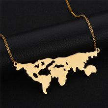 Load image into Gallery viewer, SPARK Jewelry Fashion Stainless Steel Pendant Necklace World Map Statement Necklace For Women Gift 3 Colors