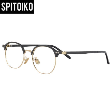SPITOIKO Round Retro Optical Frame Ultem and Metal RX Glasses Myopia Eyewear Eyeglasses Prescription Spectacles 50029