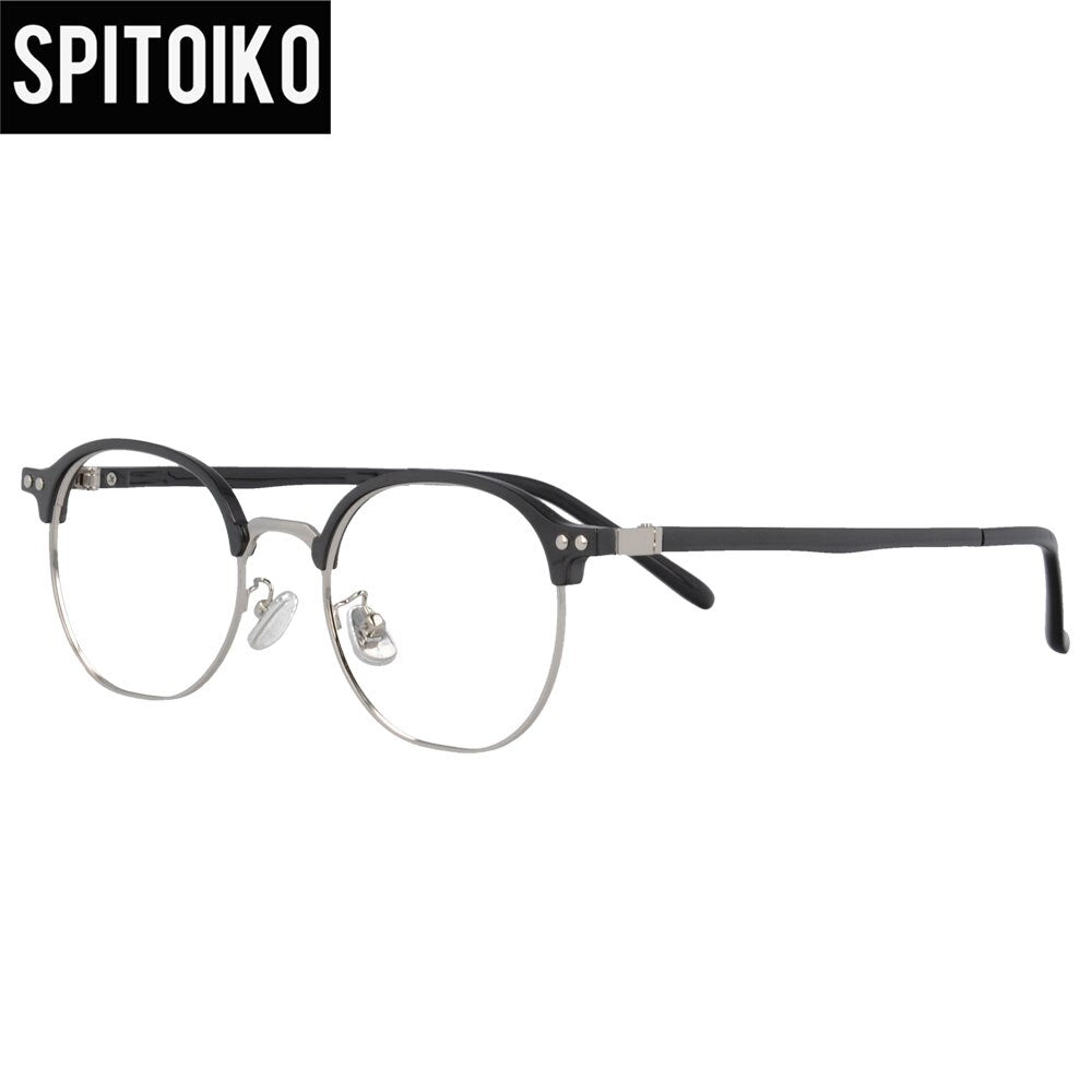SPITOIKO Round Retro Optical Frame Ultem and Metal RX Glasses Myopia Eyewear Eyeglasses Prescription Spectacles 50029