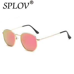 SPLOV Ray Brand Designer Women Polarized Sunglasses Square Polygon Sun Glasses Men Retro Shades Hexagon Metal Frame TOP UV400