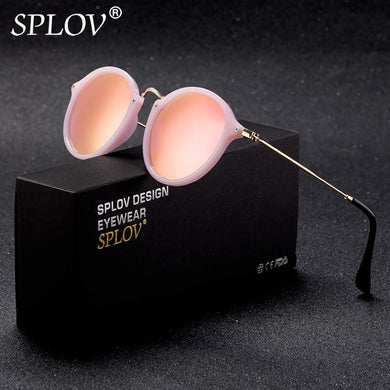 SPLOV Round Polarized Sunglasses for Men Women Vintage Coating Mirrored Sun Glasses Brand Designer Female Eyewear Oculos De Sol