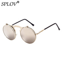 Load image into Gallery viewer, SPLOV Round Steampunk Sunglasses Men Women Vintage Brand Designer Metal Sun Glasses Retro Flip Punk Glasses Gafas De Sol