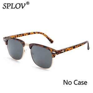 SPLOV Semi Rimless Polarized Sunglasses Men Women Vintage Metal Sun Glasses Classic Half Frame Driving Eyewear Oculos De Sol