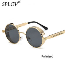 Carica l'immagine nel visualizzatore di Gallery, SPLOV Vintage Round Polarized Sunglasses Retro Steampunk Sun Glasses for Men Women Small Metal Circle Driving Glasses UV400