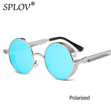 Carica l'immagine nel visualizzatore di Gallery, SPLOV Vintage Round Polarized Sunglasses Retro Steampunk Sun Glasses for Men Women Small Metal Circle Driving Glasses UV400