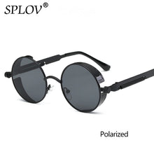 Carica l'immagine nel visualizzatore di Gallery, SPLOV Vintage Round Polarized Sunglasses Retro Steampunk Sun Glasses for Men Women Small Metal Circle Driving Glasses UV400