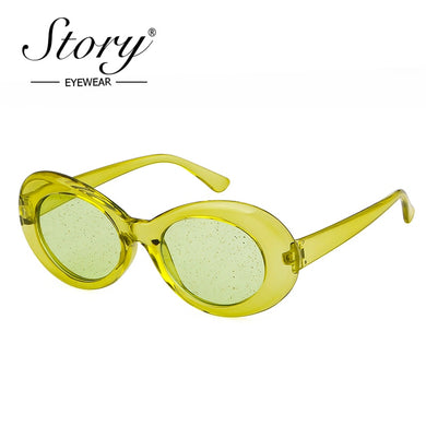 STORY 2023 Oval Sunglasses Women Vintage Retro Candy Color Glitter Lens Glasses 90S Sunglasses Eyewear UV400 Female