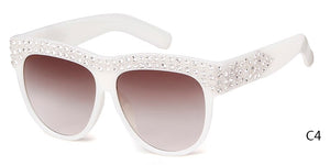 STORY One Piece Len Sunglasses For Women Transparent Rhinestone Glasses Pink Black  Oversized Sun Glasses Female
