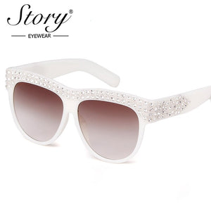 STORY One Piece Len Sunglasses For Women Transparent Rhinestone Glasses Pink Black  Oversized Sun Glasses Female