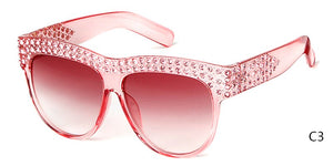 STORY One Piece Len Sunglasses For Women Transparent Rhinestone Glasses Pink Black  Oversized Sun Glasses Female