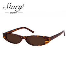 Load image into Gallery viewer, STORY Vintage Retro Small Cat Eye Sunglasses 2023 Sexy Skinny Slim Frame Ovall Sun Glasses Eyewear Black Femal Glasses UV400