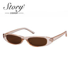 Load image into Gallery viewer, STORY Vintage Retro Small Cat Eye Sunglasses 2023 Sexy Skinny Slim Frame Ovall Sun Glasses Eyewear Black Femal Glasses UV400