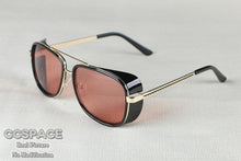 Carica l'immagine nel visualizzatore di Gallery, SU079-5643 Iron Man Retro Sun Glasses Red Lenses For Men Steampunk Sunglasses Women Vintage Male Sunglasses Men Goggle UV400